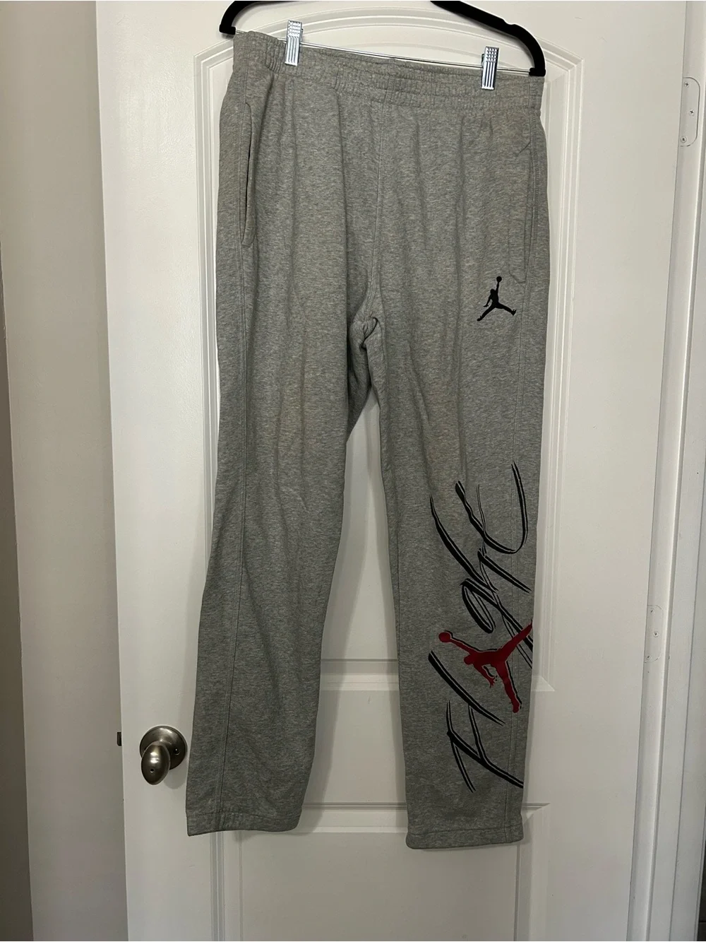 Jordan Gray Sweatpants with Black & Red Jumpman Graphics